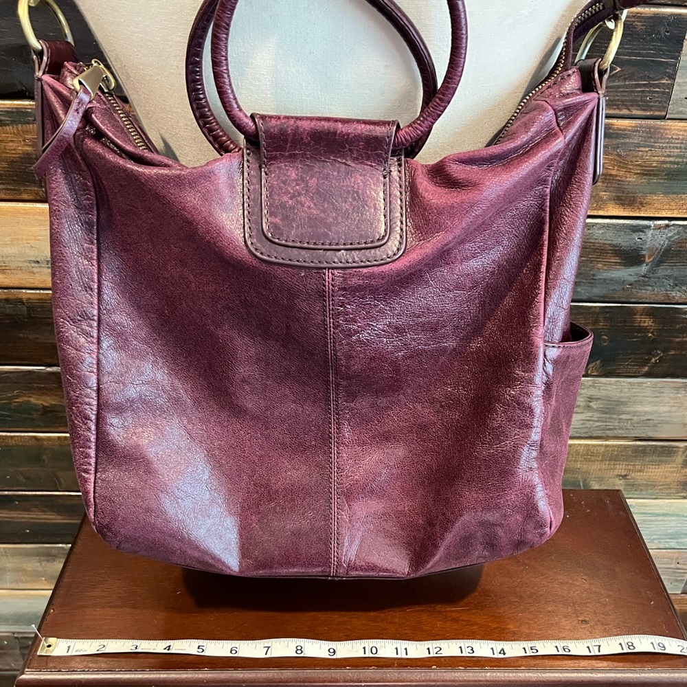 HOBO vintage leather satchel tote crossbody purple cranberry burnished rose EUC